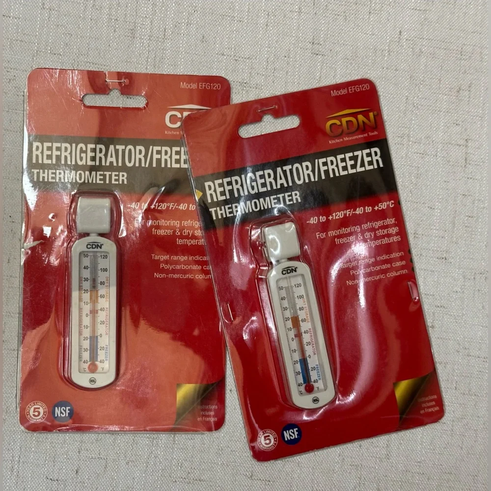 Set of 2 White Refrigerator/Freezer Thermometer